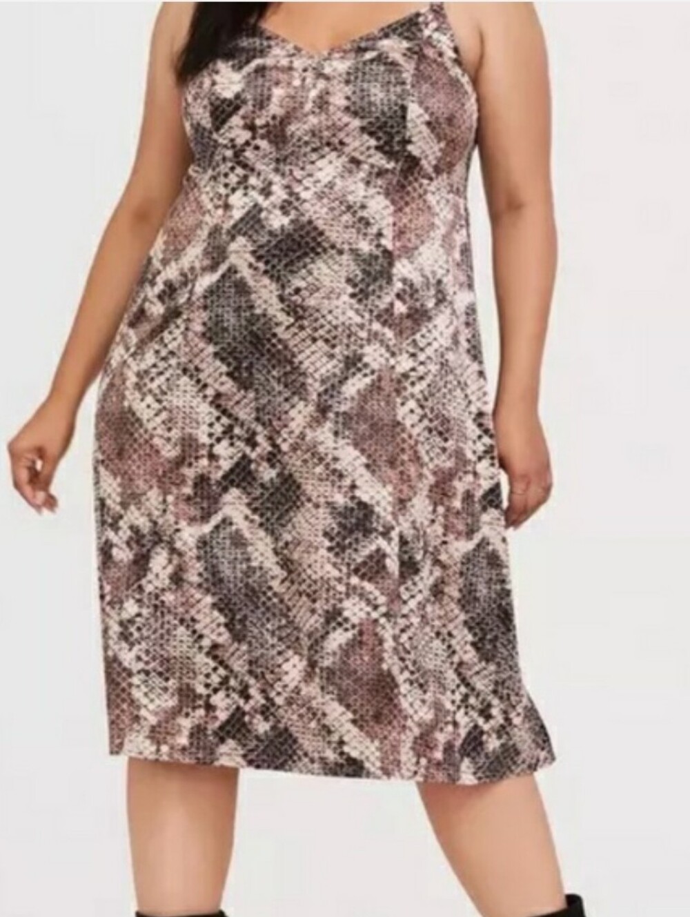 torrid Snake-Print Midi Slip Dress in Brown and Black Size 4X